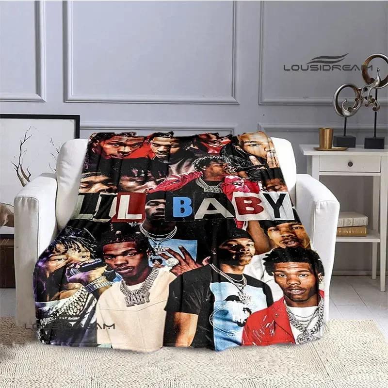 Hip -hop Singer Lil Baby Printing Blanket Picnic Blanket Warm Flannel Blankets Bed Linings Blankets for Beds Birthday Gift