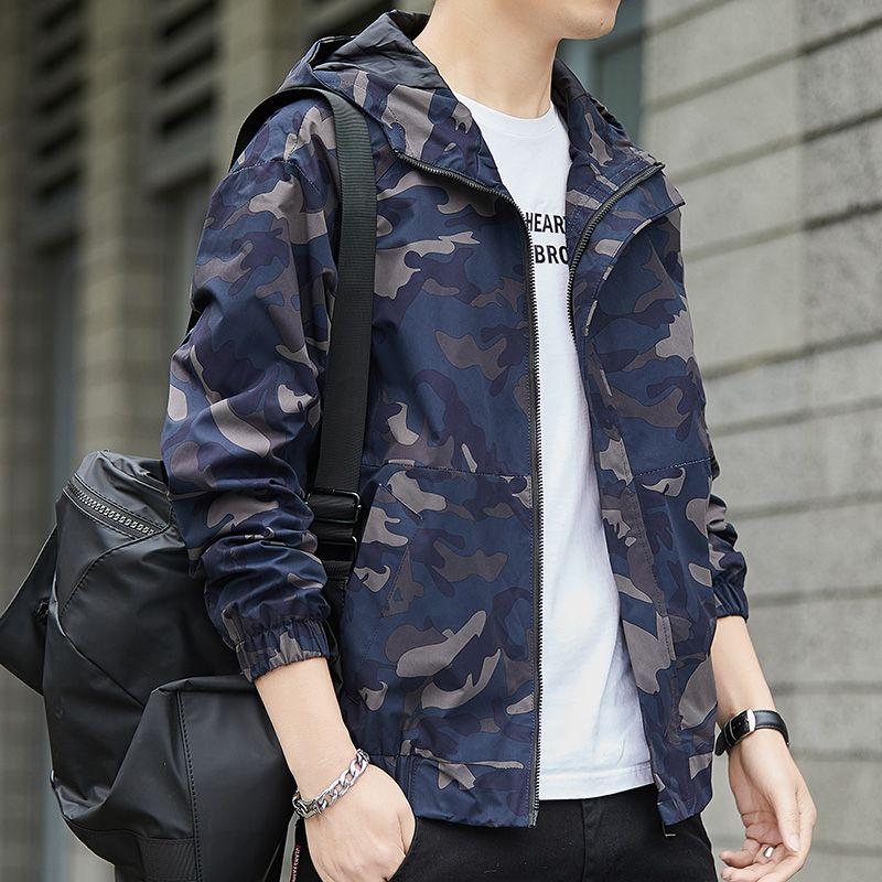 Kapuzen-Wander-Radjacke Herren Outdoor-Jacken Militär-Camouflage Windbreaker Lässige Cargo-Jacken Herren Mäntel