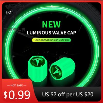 Naklejka Samochodowa Tesla 4 szt. Pokrowce na Wentylki Opon Luminous Valve do Piasty dla Tesla model 3 model X Y styl Roadster Akcesoria Dekoracyjne Goo