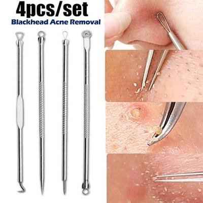 4pcs Stainless Steel Double Acne Needle Box Packaging Beauty Tools