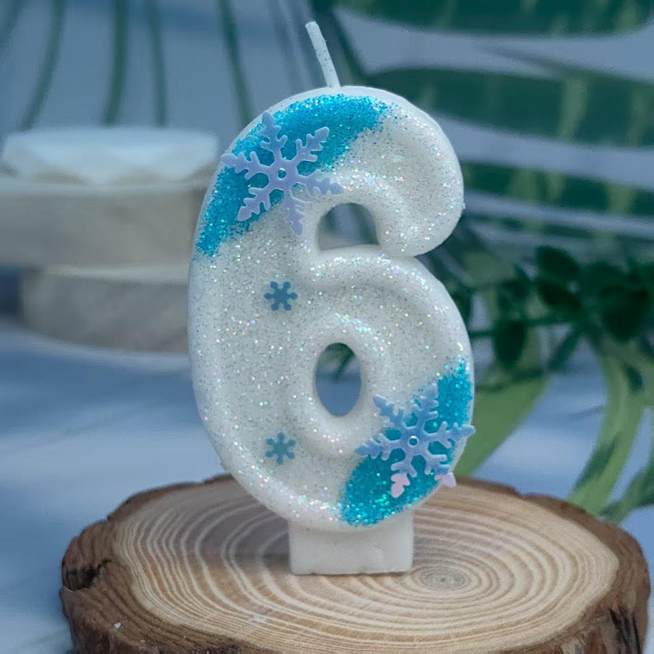 

Frozen Princess Themed Snowflake Number Candles for Children s First Birthday Cake Decoration