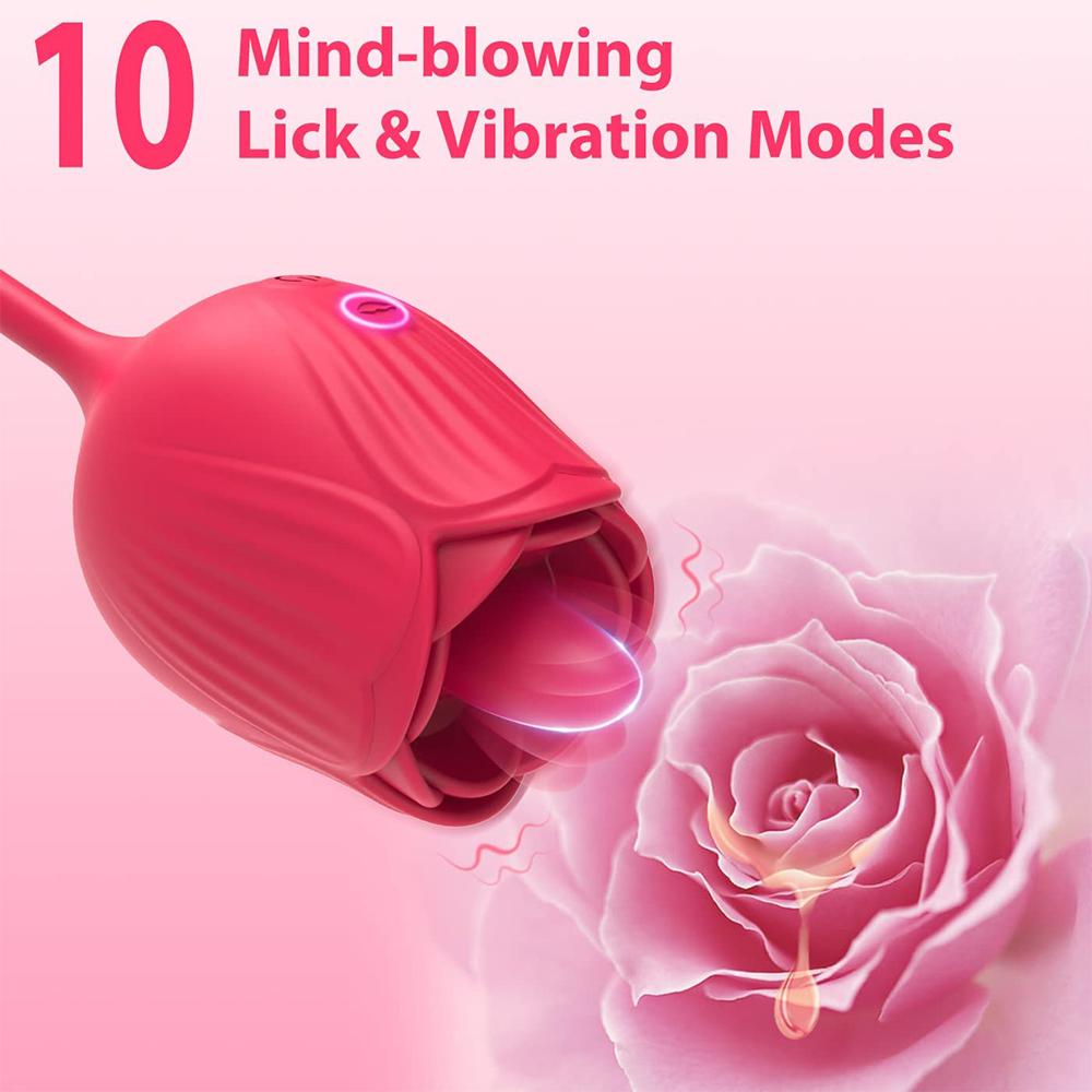 Rose-Vibrator Adults Sex Toy For Women Tongue Licking Telescopic Dildo G Spot Clit Vagina Stimulator Female Masturbator Supplies