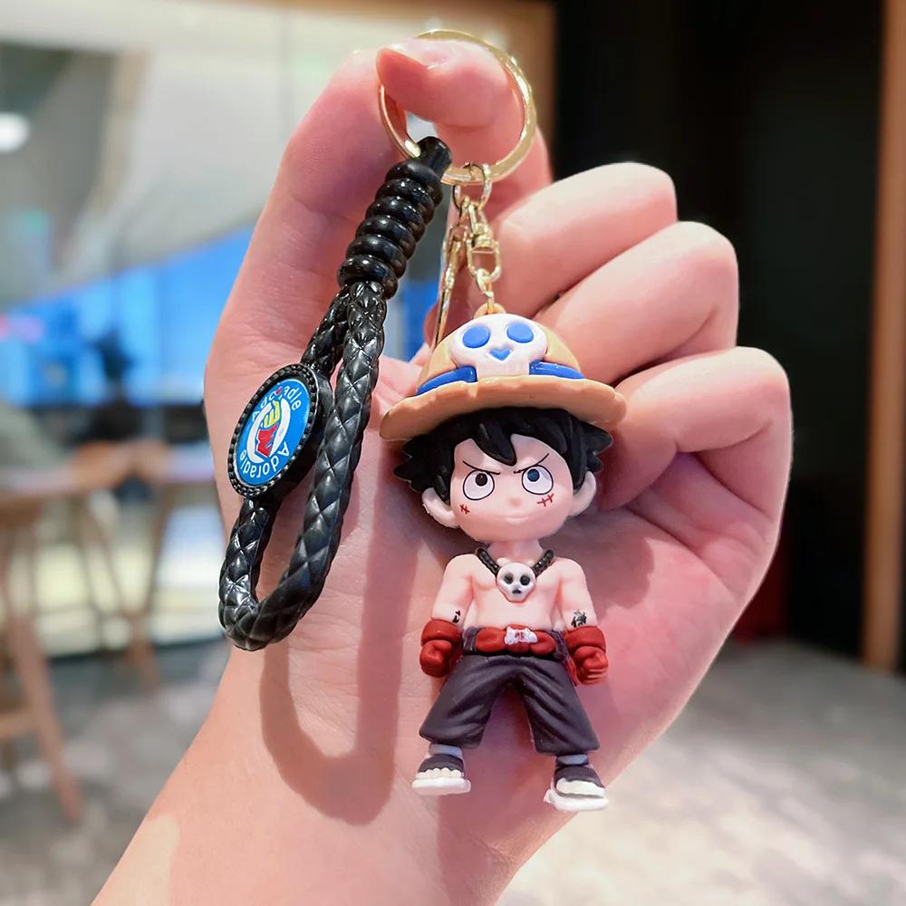 Anime One Piece Keychain Luffy Zoro Nami Chopper Silicone Model Pendant Backpack Decorative Cute Doll Car Carry Mini Lightweight Portable