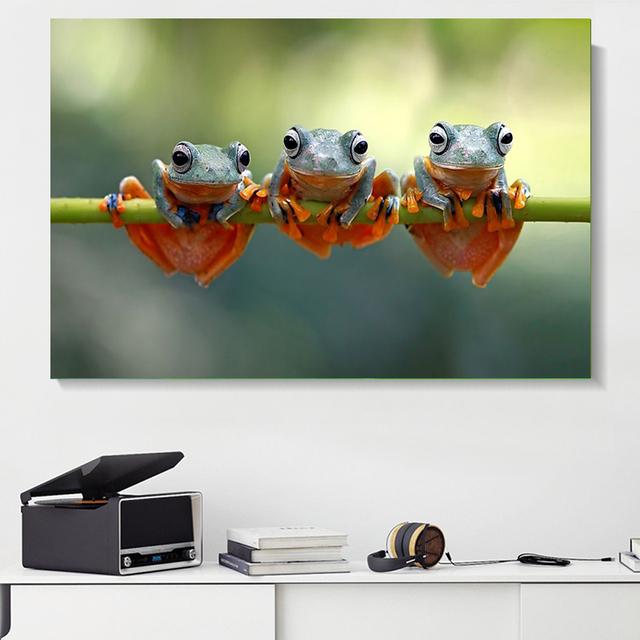 Pictură pe pânză cu animale Broasca de copac care râde Postere și imprimeuri Poze de artă de perete peisaj pentru camera de zi Decor fără cadru