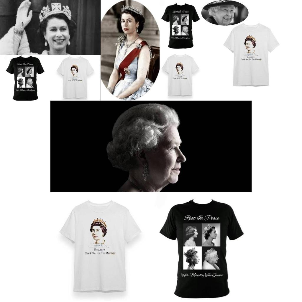 Commemorative Queen Elizabeth Ii Unisex T-shirt With Short Sleeves In Black And White