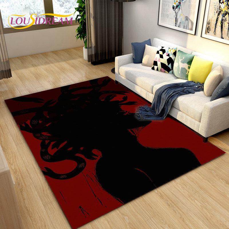 3D Medusa Snake Gorgon Area Rug Large,Carpet Rug for Living Room Bedroom Sofa Doormat Decoration,kids Play Non-slip Floor Mat