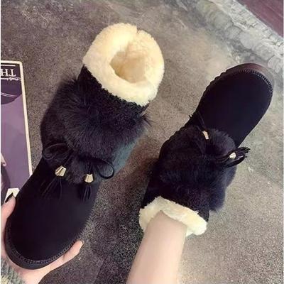 Snow Boots Women's Winter New Versatile Comfortable Non-slip Waterproof Cotton Shoes Medium Tube Velvet Warm Short Boots