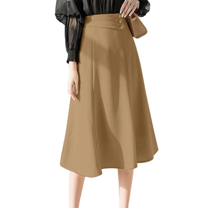 

ZANZEA Женские повседневные летние юбки А-силуэта с боковой молнией 2XL коричневый