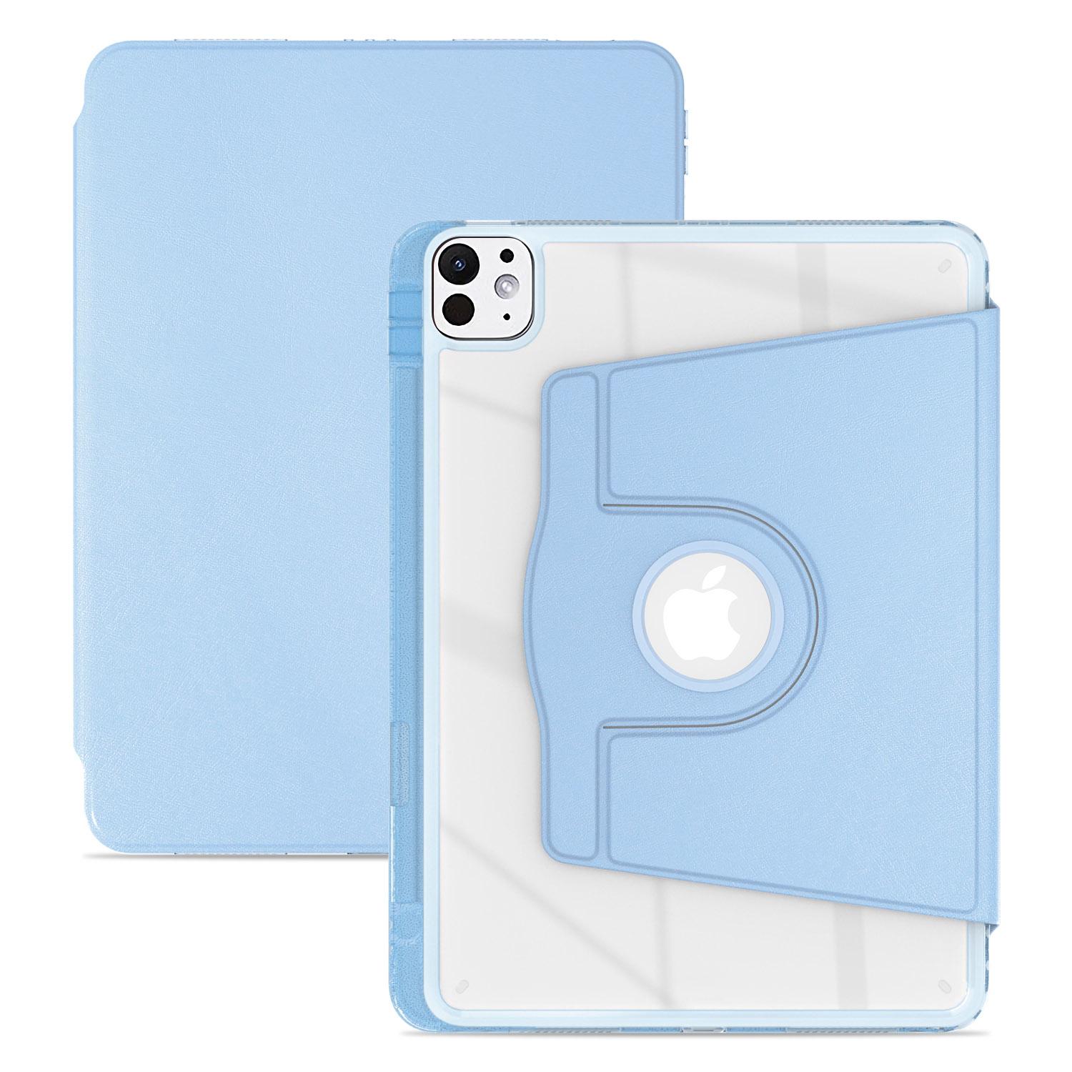 

For iPad Pro 13 (2025)/13 (2024) Case PU Leather+Acrylic+TPU Rotating Clear Tablet Cover Auto Wake/Sleep A