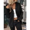 Women S Hooded Knit Button Cardigan Loose Fit Solid Color Sweater Coat