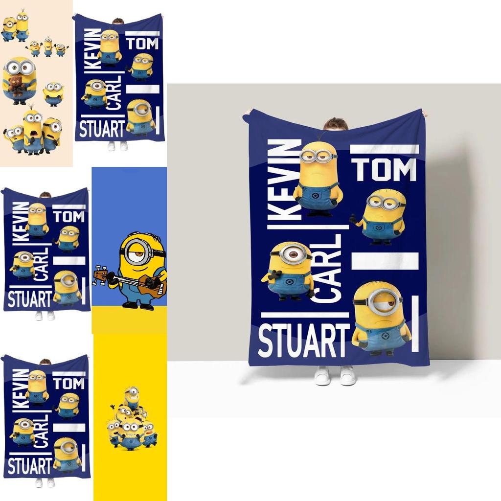 Minions Blanket With Geometric Pattern For Dorm Room And Office Comfort