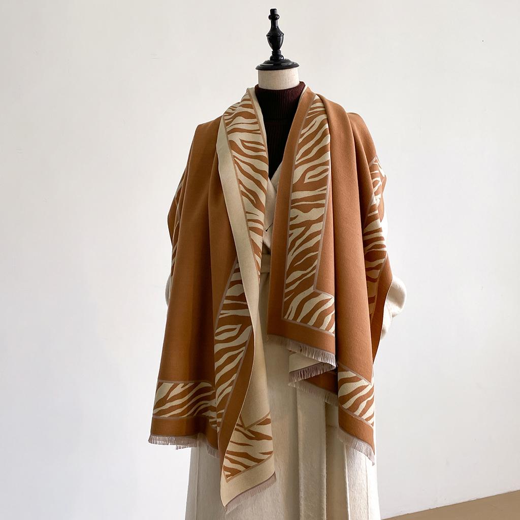 S New Streak Two-Sided Scarves Cashmere Soft Warm Fringe Pashmina Shawl Winter Coldproof Windproof Blanket Scarf