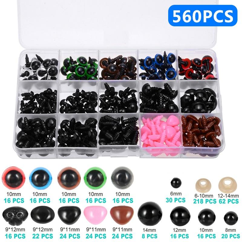 796-100PCS DIY Craft Eyes Noses Sets Eyeball Doll Accessories Plastic Colorful Safety Eyes Noses For Doll Craft DIY Making Tools