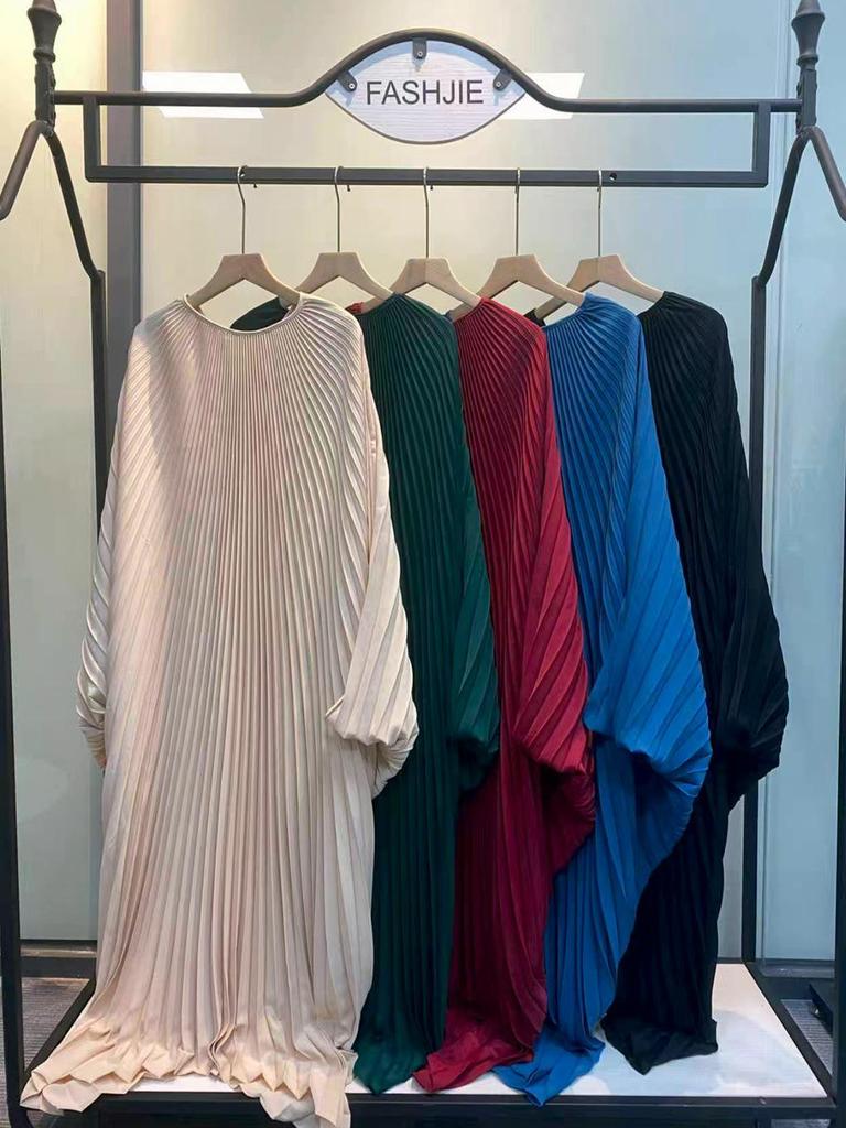 Pleated Plus-Size Maxi Dress: High-End Middle Eastern, European & American Style