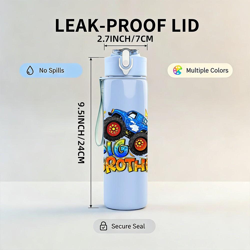 1PC Colorful Race Car Cartoon Badge Print 750ml Color Plastic Sports Water Bottle Leakproof Flip Straw Lid Suitable for Sports Office Home Use
