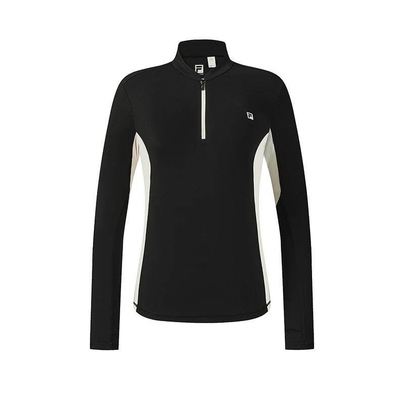FILA Fitness Series Simple Sports Casual Training Versatile Comfortable Knitted Slim Fit Long Sleeve T-Shirt Women tops Deep-Black A11W611205FBK