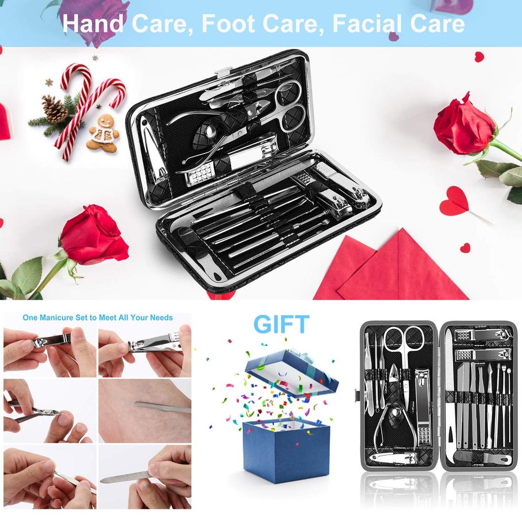 21pcs Manicure Kit, Travel Essentials Nail Kit, Includes Nail Clippers, Nail File and Pedicure Tools for Feet Pedicure Kit,