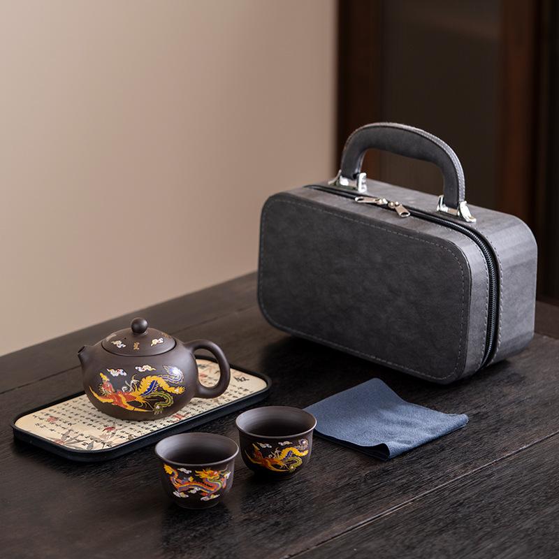 

Color-changing purple sand Xishi pot travel tea set, one pot, two cups, dry bubble plate, outdoor business activities, holiday gifts