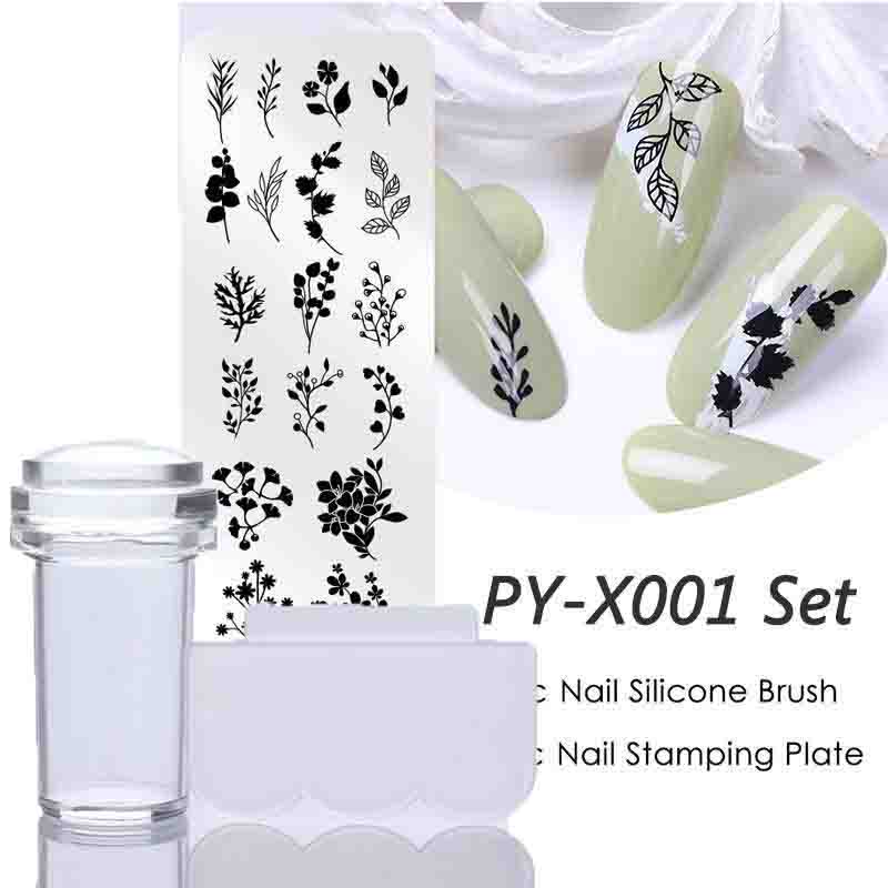 

2 шт. / Компл. Штамповки для ногтей набор силиконовых губчатых кистей трафареты для трафаретов для переноса лака