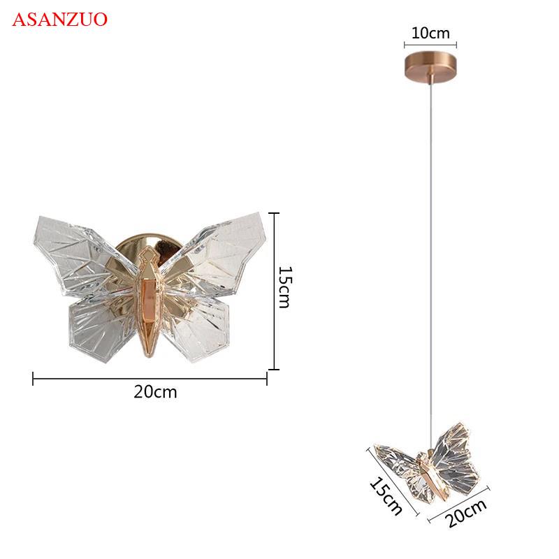 LED Butterfly pendant lights Bedside Hanging Light Modern Dining Living Room Home Decor Multi-Headed Lobby Staircase Luminaire