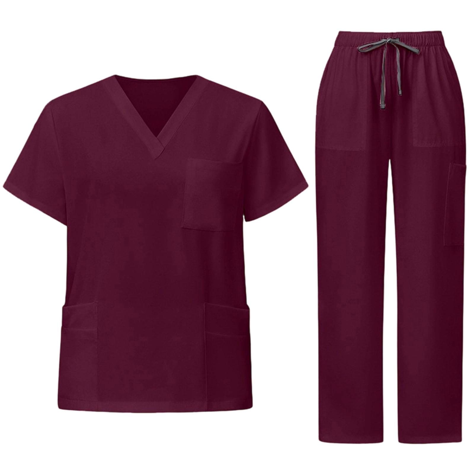 

Унісекс вільні та зручні штани з V-подібним вирізом та короткими рукавами, робочий одяг, захисний костюм M червоний