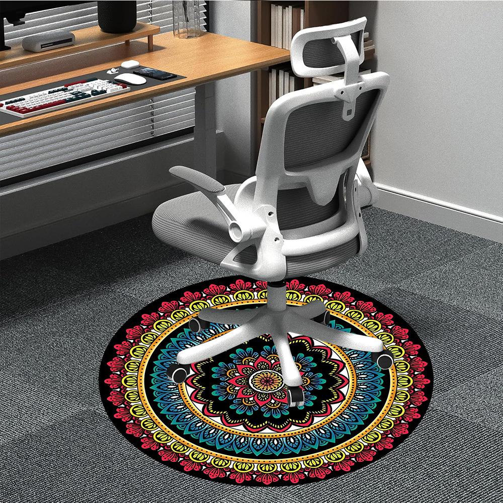 1PC Mandala Pattern Chair Carpet for Office, Indoor Non-Slip Washable Carpet, Soft Comfortable Mat For Office Room yy250930316