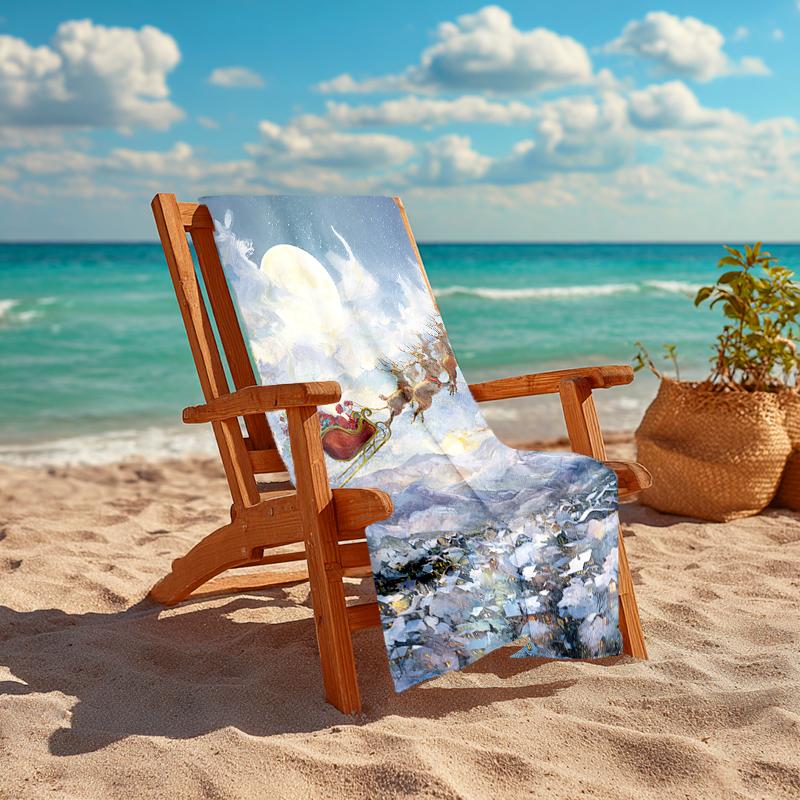 Ultra-Soft Beach Towel with Christmas Santa Claus Theme,Ideal for Pool - Camping, Diving - Perfect Travel Essential, Vibrant Beach Towel.