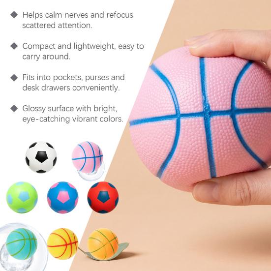 Palm-sized Stress Reliever Soccer Basketball Ball TPR Fidget Squeeze Toy for Adults Portable Kids Soft Decompression Anxiety Relief Party Birthday