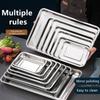 Stainless Steel Barbecue Tea Storage Serving Trays Rectangle Steamed Rice Sausage Plate Grill Meat Restaurant Metal Utensils 1Pc