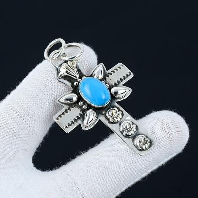 Sleeping Beauty Turquoise Natural Pendant, 925 Sterling Silver Pendant, Turquoise Jewelry Necklace Pendant, Valentine Gifts, Mother Day Gift