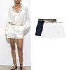 Spring and Summer New Women's Clothing Commuting Fashion with Belt Pleated Minimalist Casual Wide-Leg Shorts 8372172
