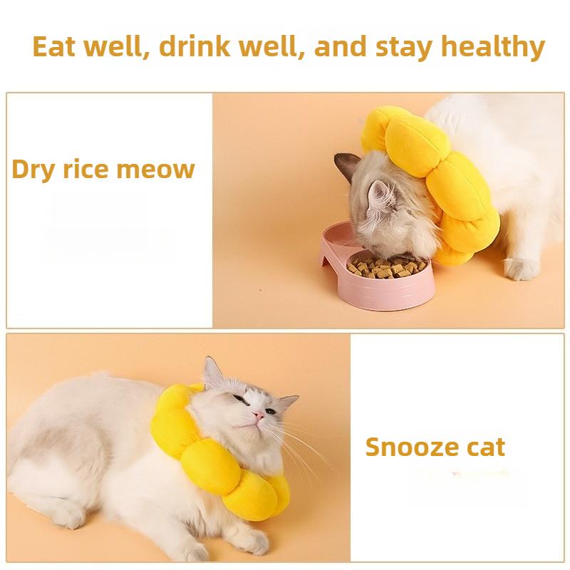 Collare Elisabettiano per Animali Gatto Postoperatorio Morbido a Forma di Girasole Cotone Collare per Animali Gatto Cucciolo Anello per il Collo Animale Sterilizzato Morbido Copricapo