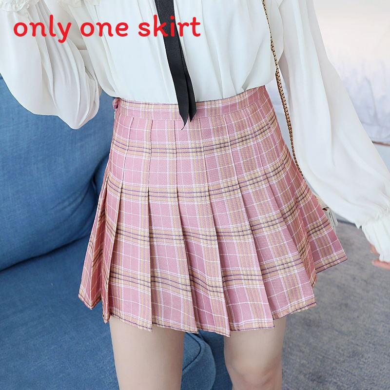 College Style Pleated Skirt For Women With Spliced Fabric And High Waist Fit For Teen Fashion