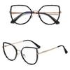 Damskie Kocie Okulary Zerówki Do Komputera Blue Light Z Flexami 25137 Black/Gold