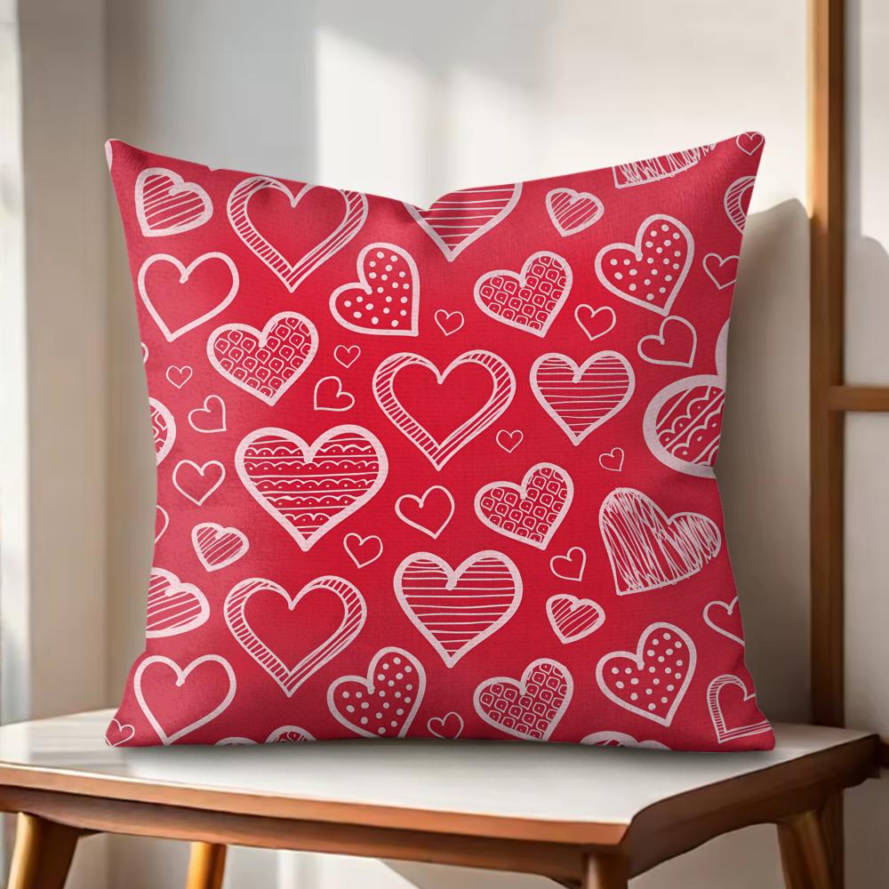 Valentines Day Cushion Cover Natural Linen Organic Fabric DoubleSided Printing Couch Pillow Covers Home Decor