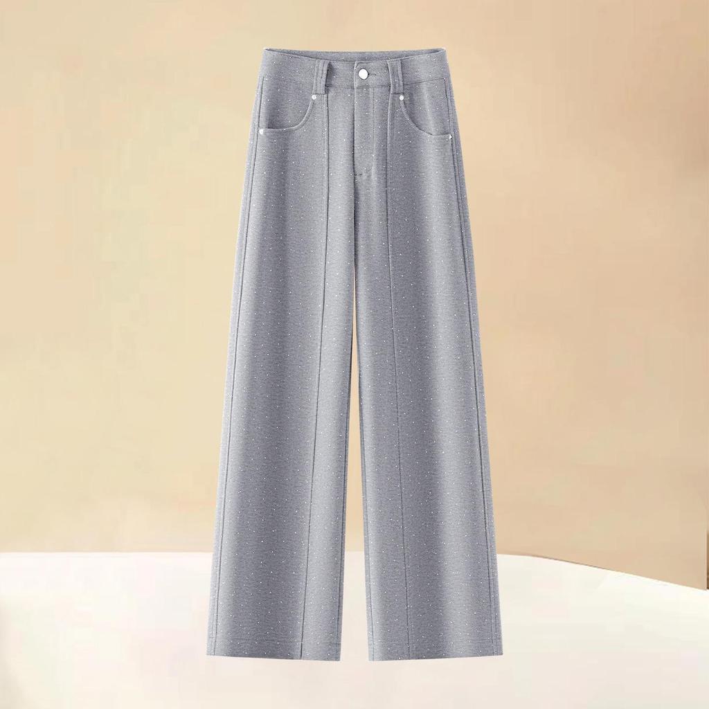 Women's Loose Autumn Winter Straight Leg Red Casual Pants - Slimming Wide-Leg Banana Shaped Sweatpants