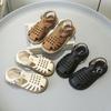 Kids Beach Shoes Hollowed-out Retro Children Sandals Hook&loop Soild Color 2025 Summer New Boys Girls Casual Shoes for Vacation