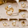 Simulated Pearls Zirconia Ring Geometry Design Retro Style Platinum Finger Ring Alloy Gold Plated Retro Jewelry Rings Daily Wear