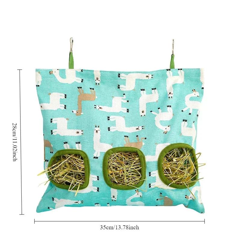 Hängende Tasche Haustier Heu Tasche 2/3 Löcher Hamster Meerschweinchen Futterbeutel Kaninchen Chinchilla Heuraufe Aufbewahrungstasche für Kleintier