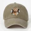 Cute And Silly Cat Printed Baseball Cap For Men And Women, Versatile For Casual Wear, Daily Outdoor Hiking, Duckbill Cap