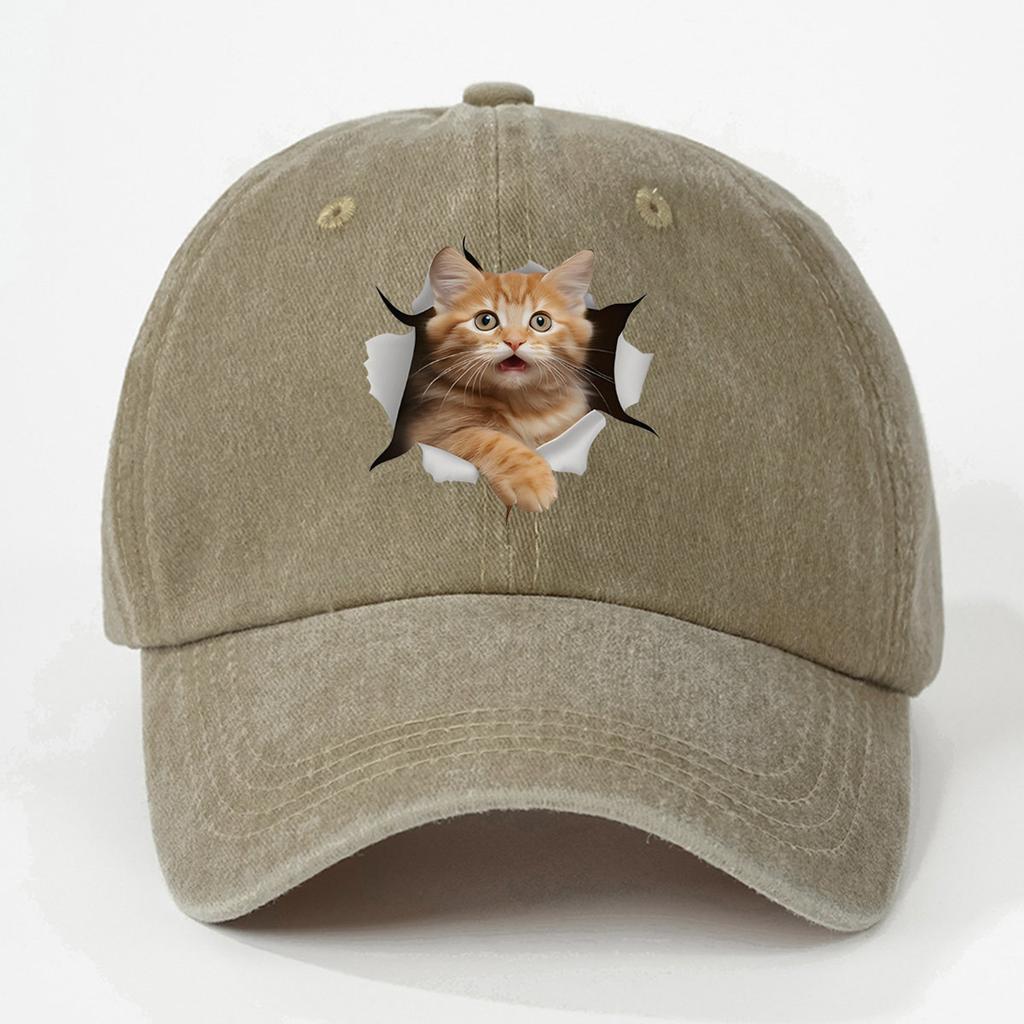 Cute And Silly Cat Printed Baseball Cap For Men And Women, Versatile For Casual Wear, Daily Outdoor Hiking, Duckbill Cap