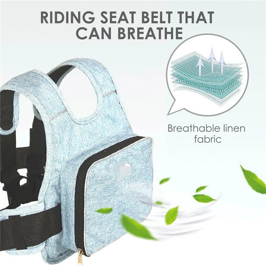 Universal Motorcycle Safety Belt for Kids with Storage Bag Rear Seat Grab Handle Strap Harness Adjustable Child Reflective Strip