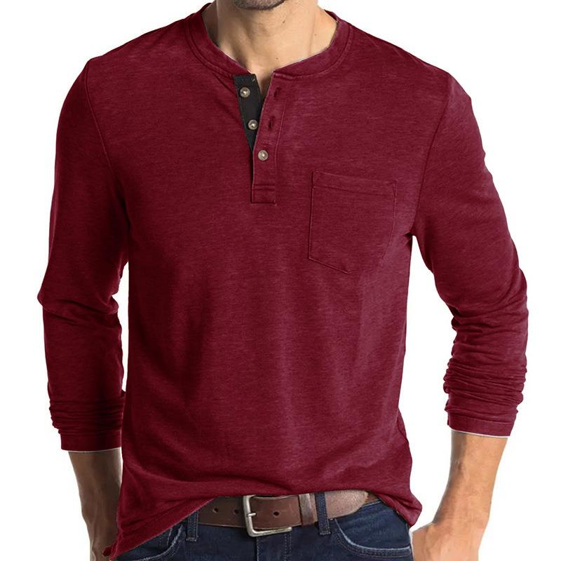 Spring Autumn Round Neck Vintage Bottomed Tee Male Long Sleeve Casual Fashion Top Men Cotton All-match T-shirt