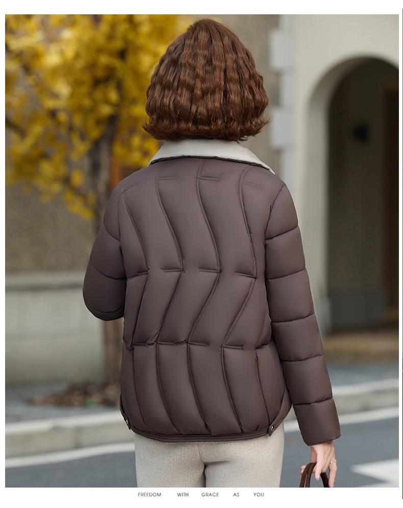 Stylish Mom's Short Down Jacket: Winter Fashion for Middle-Aged & Elderly