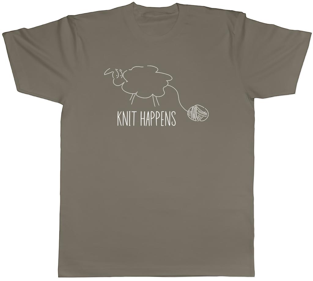 Funny Knit Happens Unisexs TShirt Sheep with Wool Yarn Tee Gift