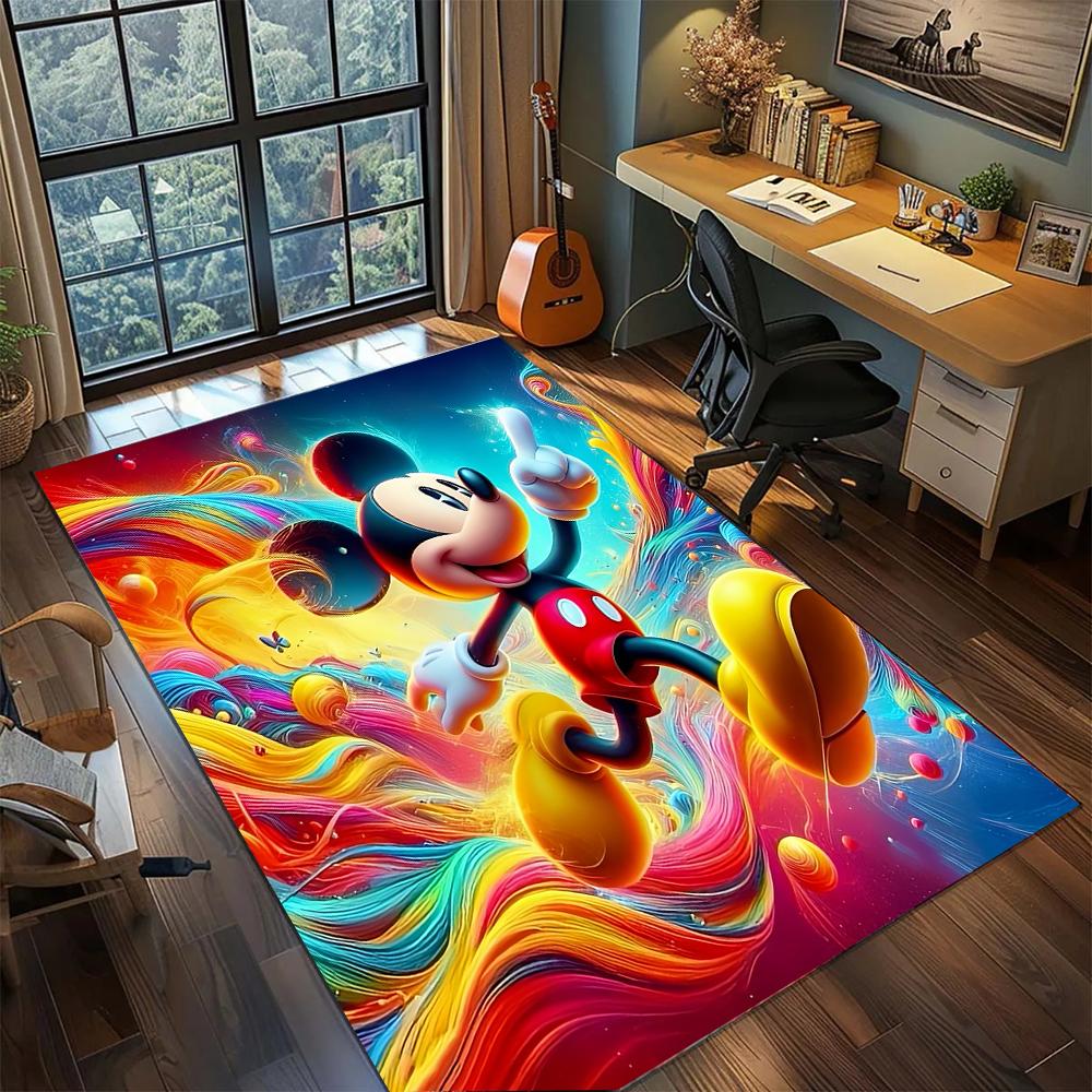 Cute Mickey Mouse Smiling Face Rug Carpet Large Area Rug Non Slip Washable Floor Mat Gamer Room Bedroom Home Decor