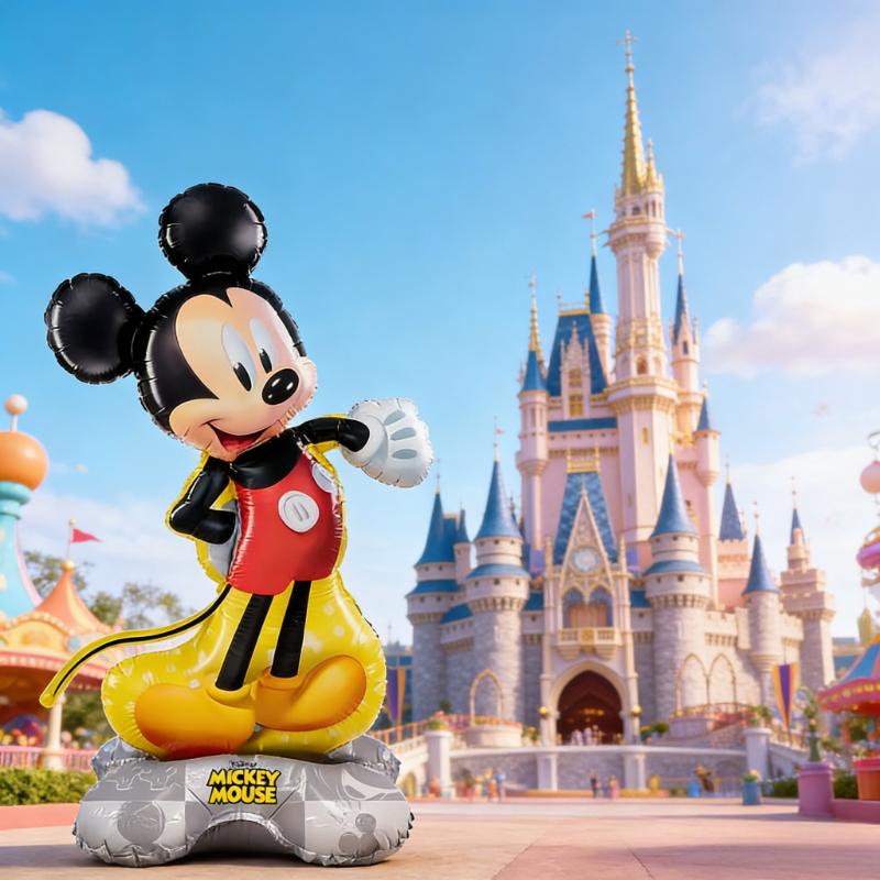 Disney Stendardo Festa Topolino e Minnie, Bambola Gonfiabile in Piedi, Decorazione Festa