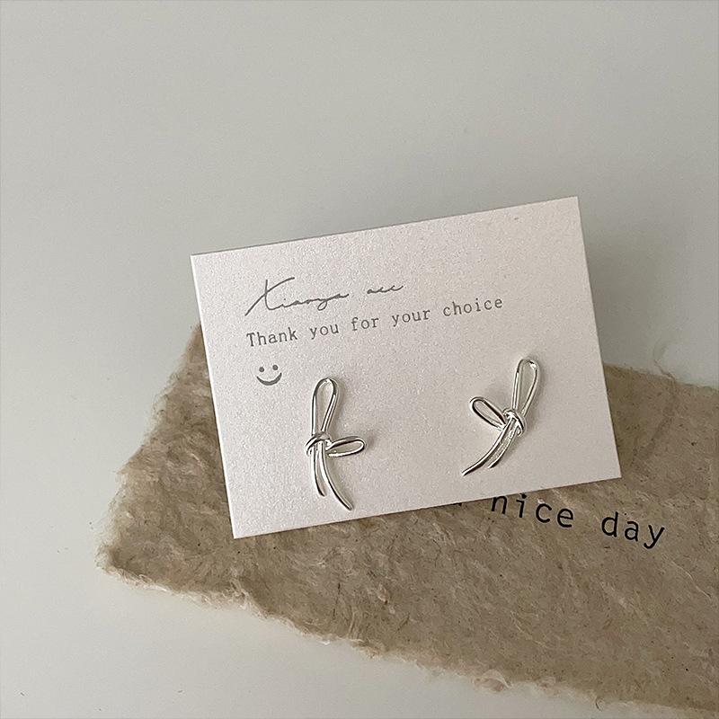 Серьги-бантики из металла с завязками, элегантные, изысканные, милые, модные, индивидуальные, универсальные серьги