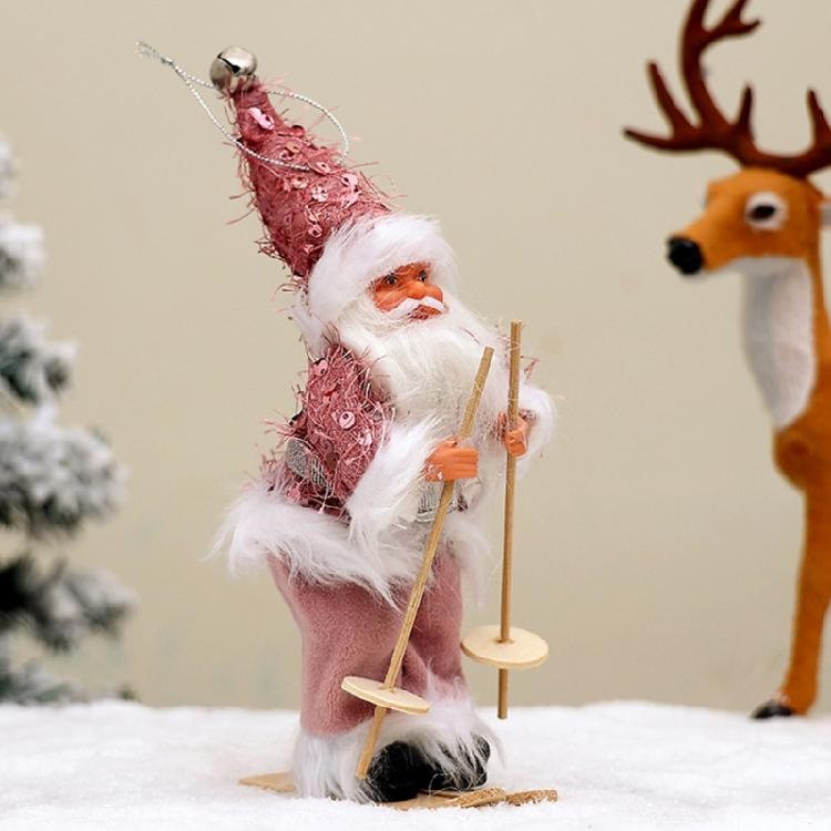 Enchanting Santa Skiing Display Portable Santa Skier Doll Festival Hanging Decorations for Celebration