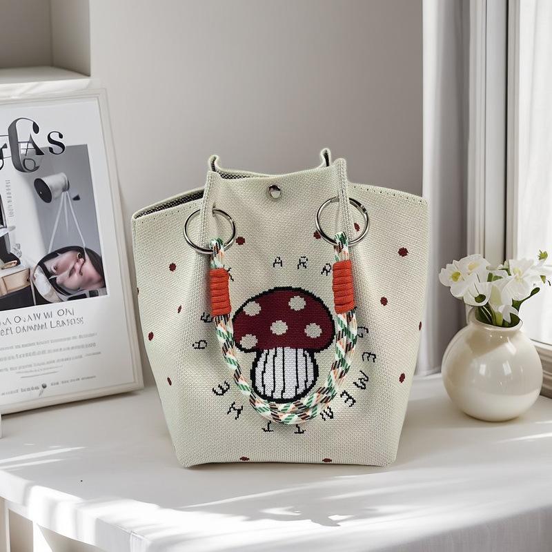 Handgestrickte Handtasche mit großem Fassungsvermögen, lässige, tragbare Pendler-Tragetasche, Umhängetasche, vielseitige Alltags-Handtasche